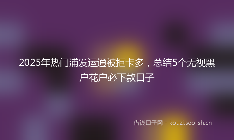 2025年热门浦发运通被拒卡多，总结5个无视黑户花户必下款口子