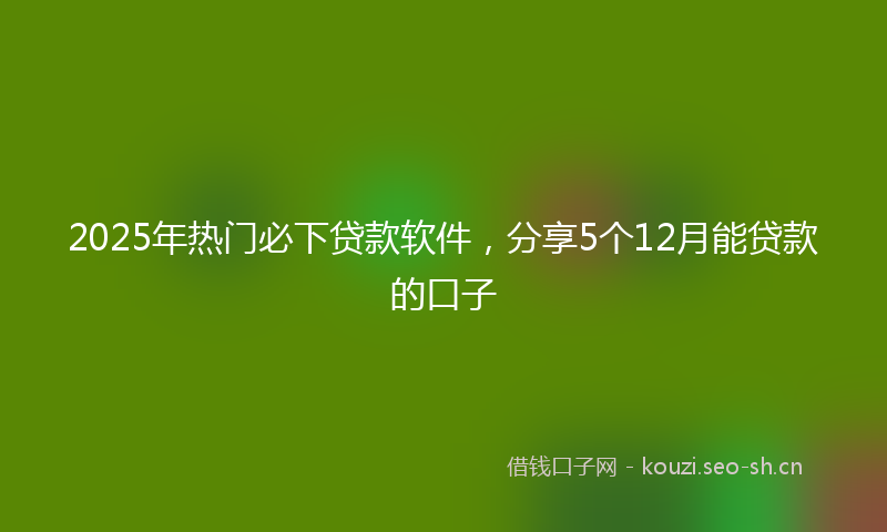 2025年热门必下贷款软件，分享5个12月能贷款的口子