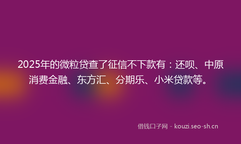 2025年的微粒贷查了征信不下款有：还呗、中原消费金融、东方汇、分期乐、小米贷款等。
