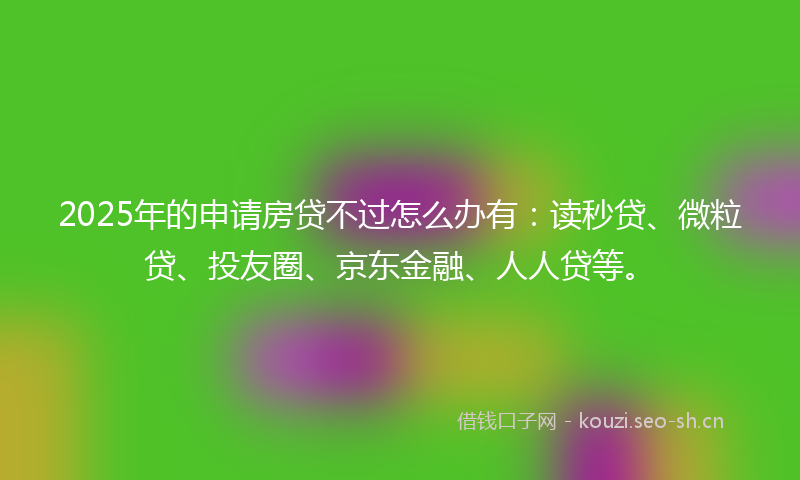 2025年的申请房贷不过怎么办有：读秒贷、微粒贷、投友圈、京东金融、人人贷等。