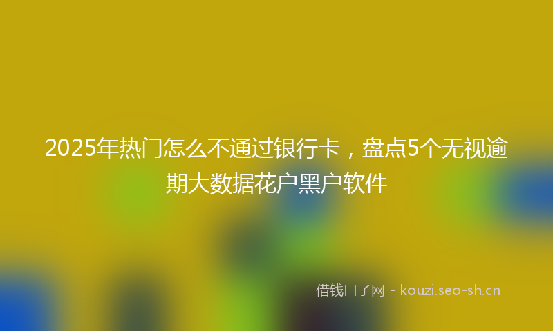 2025年热门怎么不通过银行卡,盘点5个无视逾期大数据花户黑户软件
