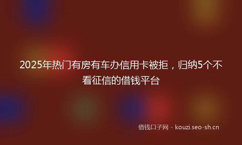 2025年热门有房有车办信用卡被拒，归纳5个不看征信的借钱平台