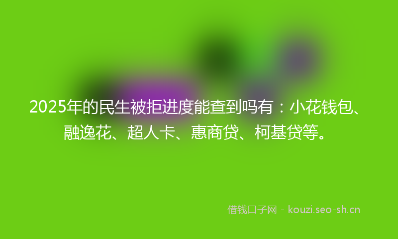 2025年的民生被拒进度能查到吗有：小花钱包、融逸花、超人卡、惠商贷、柯基贷等。
