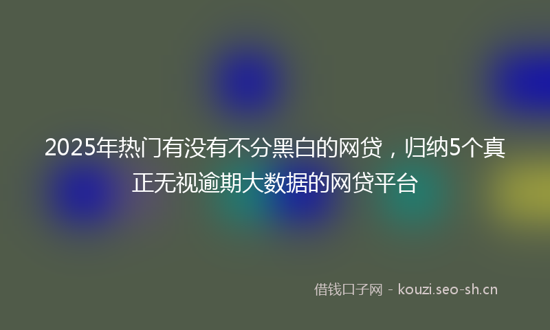 2025年热门有没有不分黑白的网贷，归纳5个真正无视逾期大数据的网贷平台