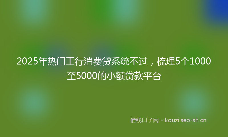 2025年热门工行消费贷系统不过，梳理5个1000至5000的小额贷款平台