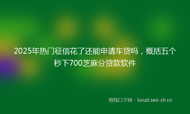 2025年热门征信花了还能申请车贷吗，概括五个秒下700芝麻分贷款软件