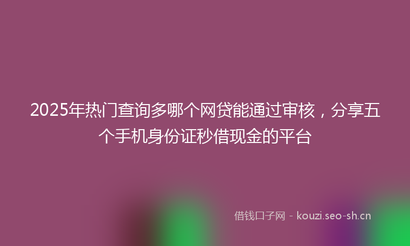 2025年热门查询多哪个网贷能通过审核，分享五个手机身份证秒借现金的平台