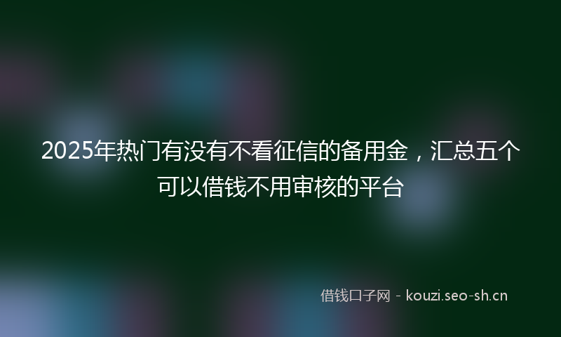 2025年热门有没有不看征信的备用金，汇总五个可以借钱不用审核的平台