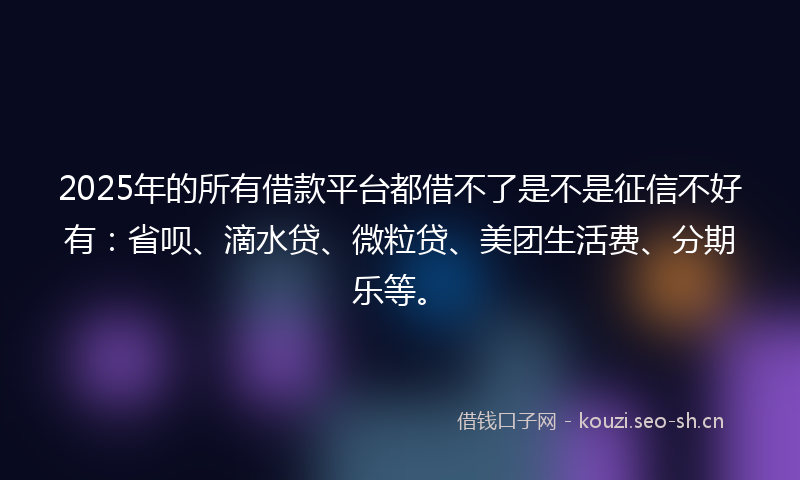 2025年的所有借款平台都借不了是不是征信不好有：省呗、滴水贷、微粒贷、美团生活费、分期乐等。