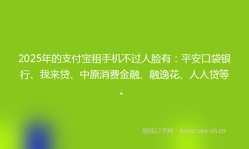 2025年的支付宝租手机不过人脸有：平安口袋银行、我来贷、中原消费金融、融逸花、人人贷等。