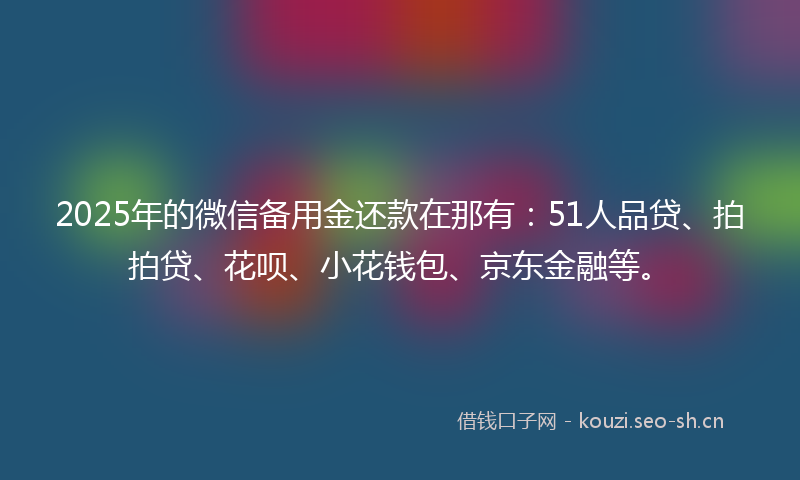 2025年的微信备用金还款在那有：51人品贷、拍拍贷、花呗、小花钱包、京东金融等。