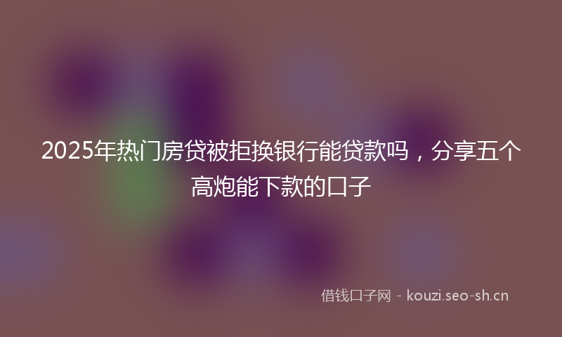 2025年热门房贷被拒换银行能贷款吗，分享五个高炮能下款的口子