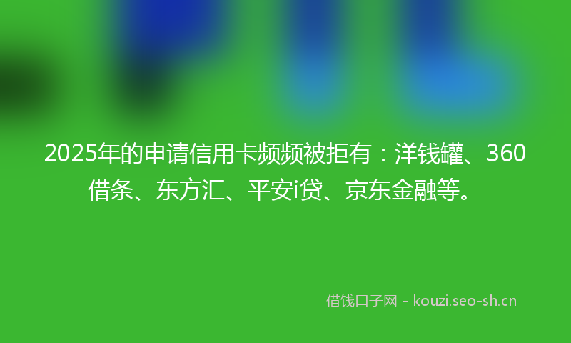 2025年的申请信用卡频频被拒有：洋钱罐、360借条、东方汇、平安i贷、京东金融等。