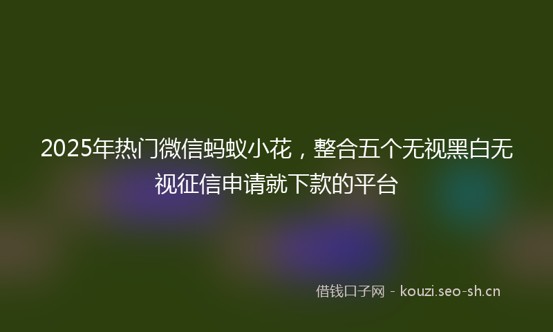 2025年热门微信蚂蚁小花，整合五个无视黑白无视征信申请就下款的平台