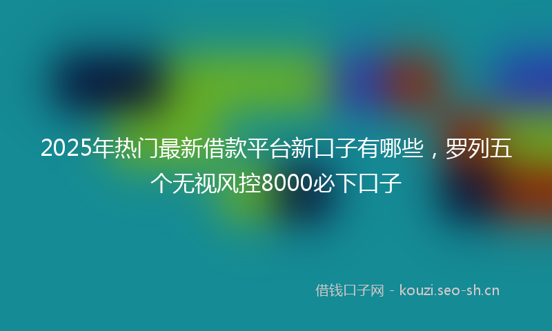 2025年热门最新借款平台新口子有哪些,罗列五个无视风控8000必下口子