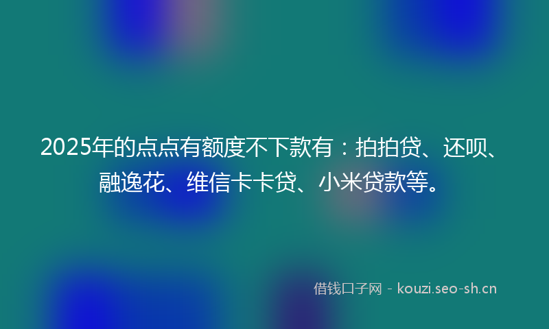 2025年的点点有额度不下款有：拍拍贷、还呗、融逸花、维信卡卡贷、小米贷款等。