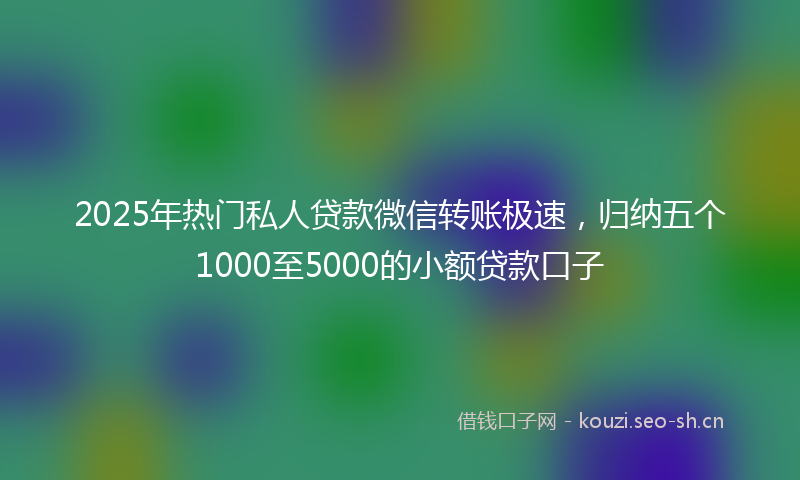2025年热门私人贷款微信转账极速，归纳五个1000至5000的小额贷款口子