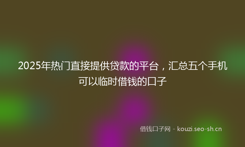 2025年热门直接提供贷款的平台，汇总五个手机可以临时借钱的口子