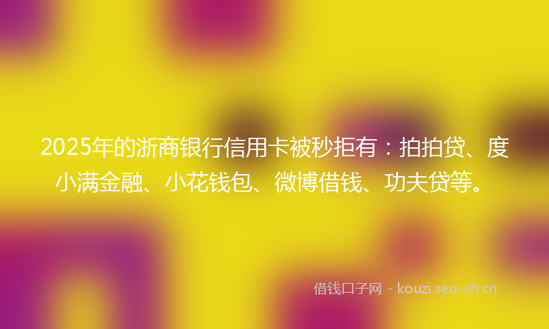 2025年的浙商银行信用卡被秒拒有：拍拍贷、度小满金融、小花钱包、微博借钱、功夫贷等。