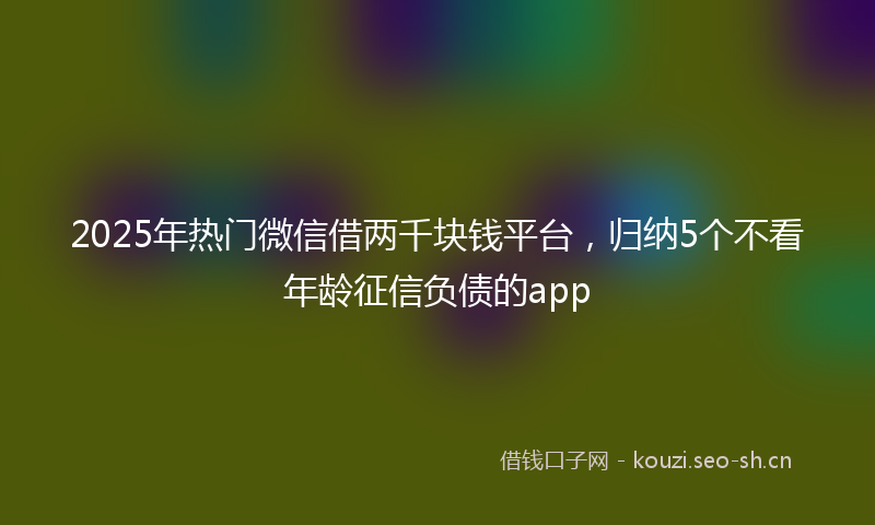 2025年热门微信借两千块钱平台，归纳5个不看年龄征信负债的app