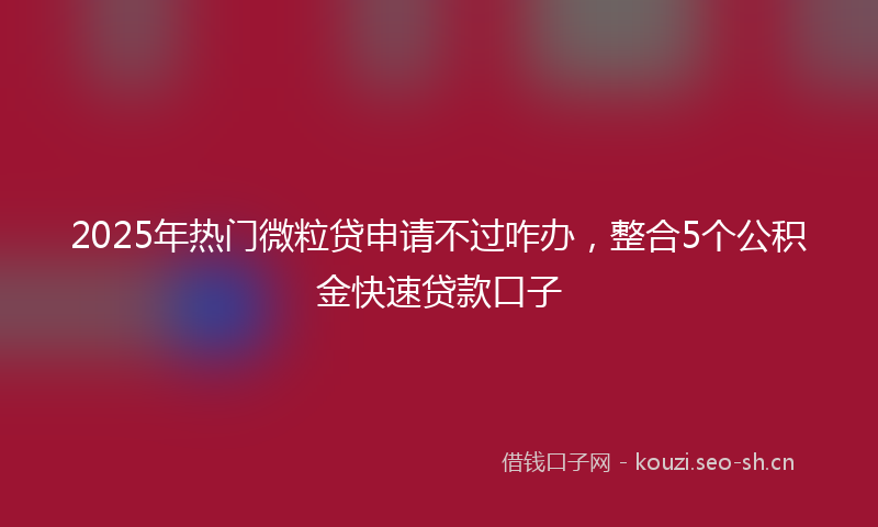 2025年热门微粒贷申请不过咋办，整合5个公积金快速贷款口子