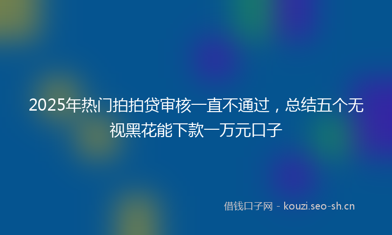2025年热门拍拍贷审核一直不通过，总结五个无视黑花能下款一万元口子