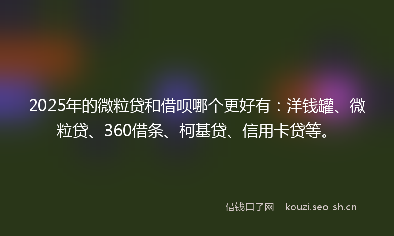 2025年的微粒贷和借呗哪个更好有：洋钱罐、微粒贷、360借条、柯基贷、信用卡贷等。