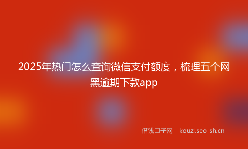 2025年热门怎么查询微信支付额度，梳理五个网黑逾期下款app