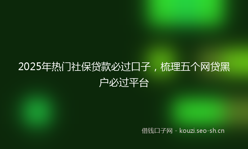 2025年热门社保贷款必过口子,梳理五个网贷黑户必过平台
