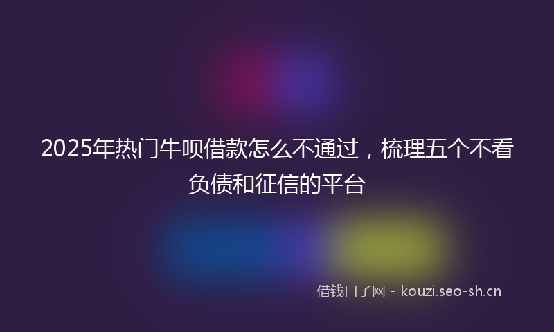 2025年热门牛呗借款怎么不通过，梳理五个不看负债和征信的平台