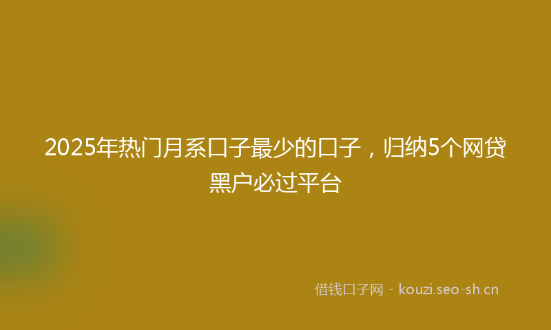 2025年热门月系口子最少的口子，归纳5个网贷黑户必过平台