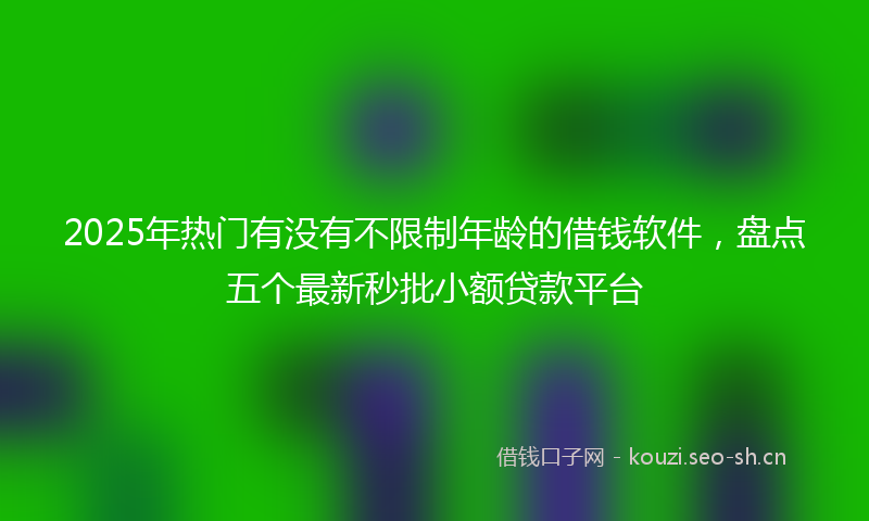 2025年热门有没有不限制年龄的借钱软件，盘点五个最新秒批小额贷款平台