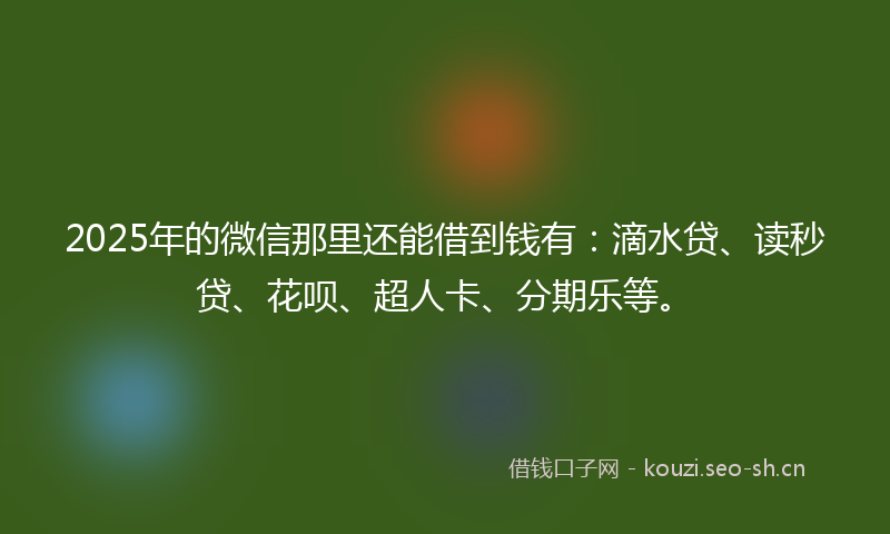 2025年的微信那里还能借到钱有：滴水贷、读秒贷、花呗、超人卡、分期乐等。