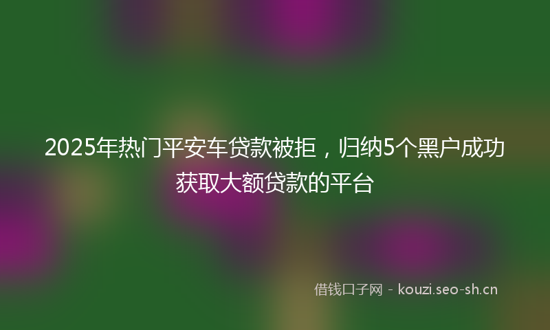 2025年热门平安车贷款被拒，归纳5个黑户成功获取大额贷款的平台
