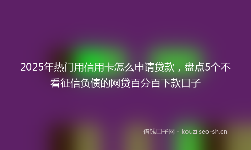2025年热门用信用卡怎么申请贷款，盘点5个不看征信负债的网贷百分百下款口子
