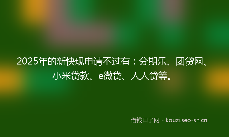 2025年的新快现申请不过有：分期乐、团贷网、小米贷款、e微贷、人人贷等。