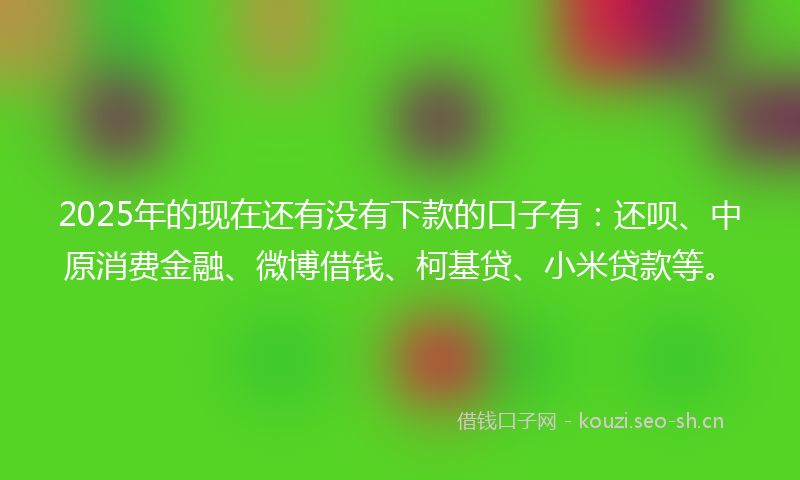 2025年的现在还有没有下款的口子有：还呗、中原消费金融、微博借钱、柯基贷、小米贷款等。