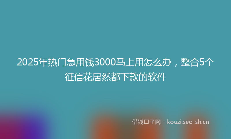 2025年热门急用钱3000马上用怎么办，整合5个征信花居然都下款的软件