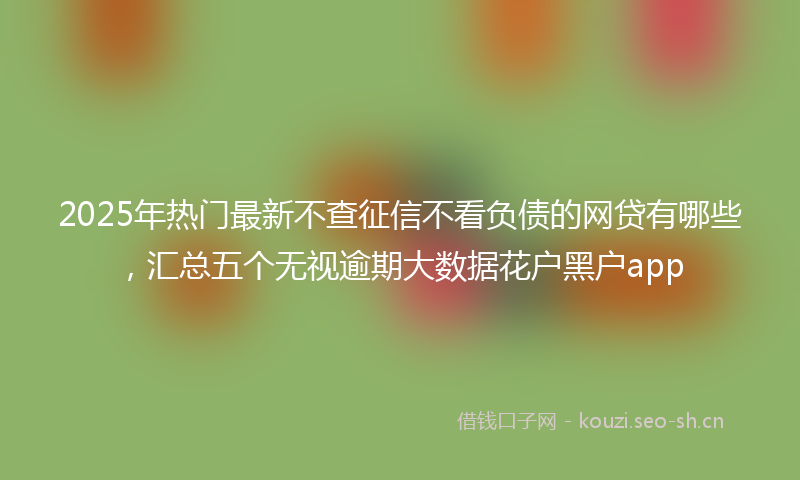 2025年热门最新不查征信不看负债的网贷有哪些，汇总五个无视逾期大数据花户黑户app