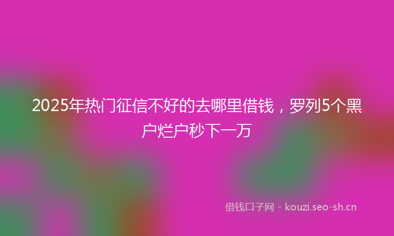 2025年热门征信不好的去哪里借钱,罗列5个黑户烂户秒下一万