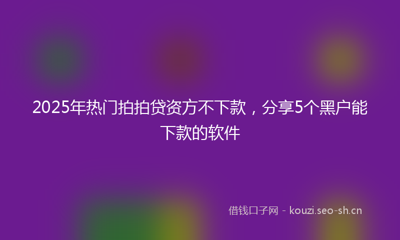 2025年热门拍拍贷资方不下款，分享5个黑户能下款的软件
