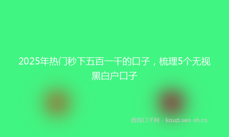 2025年热门秒下五百一千的口子，梳理5个无视黑白户口子
