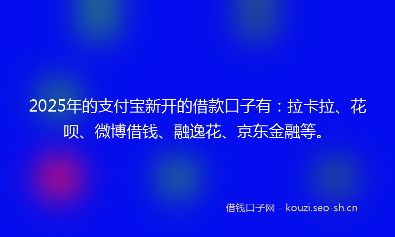 2025年的支付宝新开的借款口子有:拉卡拉、花呗、微博借钱、融逸花、京东金融等。