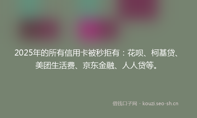 2025年的所有信用卡被秒拒有：花呗、柯基贷、美团生活费、京东金融、人人贷等。
