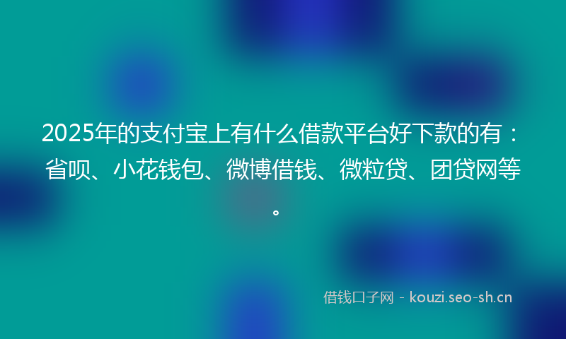 2025年的支付宝上有什么借款平台好下款的有：省呗、小花钱包、微博借钱、微粒贷、团贷网等。