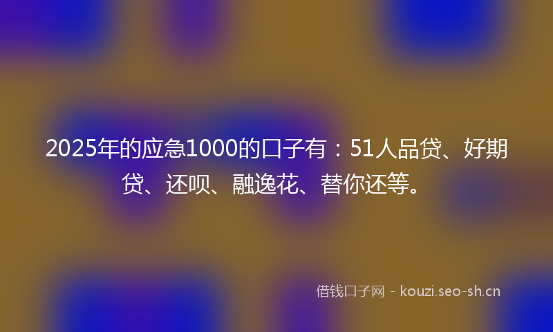 2025年的应急1000的口子有：51人品贷、好期贷、还呗、融逸花、替你还等。