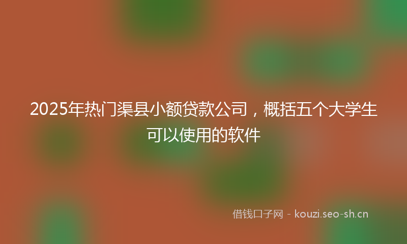 2025年热门渠县小额贷款公司，概括五个大学生可以使用的软件