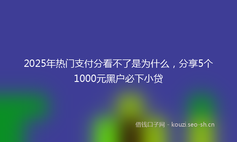 2025年热门支付分看不了是为什么，分享5个1000元黑户必下小贷