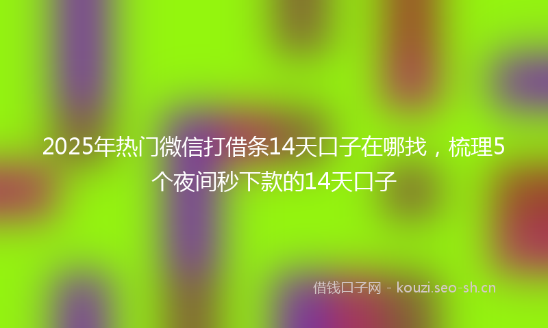 2025年热门微信打借条14天口子在哪找，梳理5个夜间秒下款的14天口子