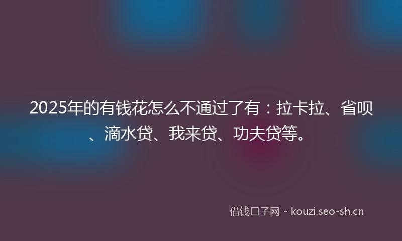 2025年的有钱花怎么不通过了有：拉卡拉、省呗、滴水贷、我来贷、功夫贷等。